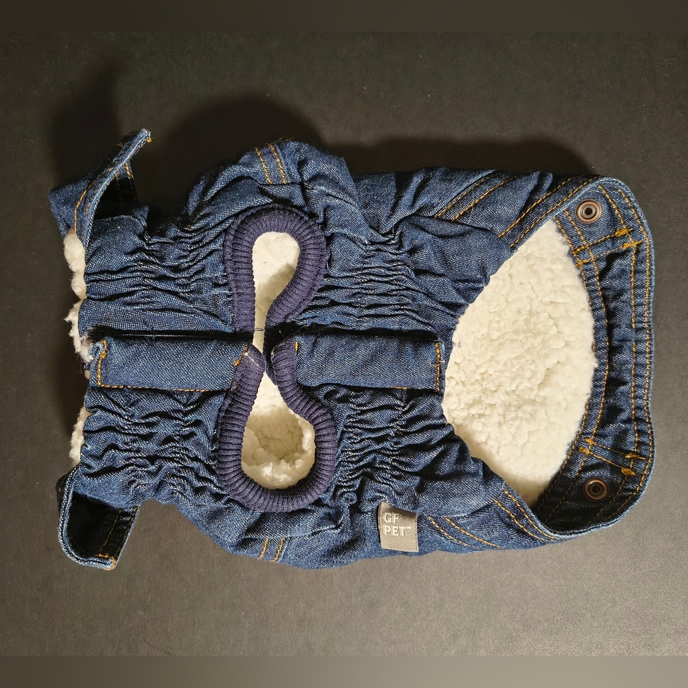 GF Pet Denim Dog Jacket Fleece-lined Denim Coat with Paw Logo XS - Picture 3 of 8
